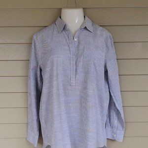 Gap Boyfriend half-button down / popover top - Medium - Blue & white stripe